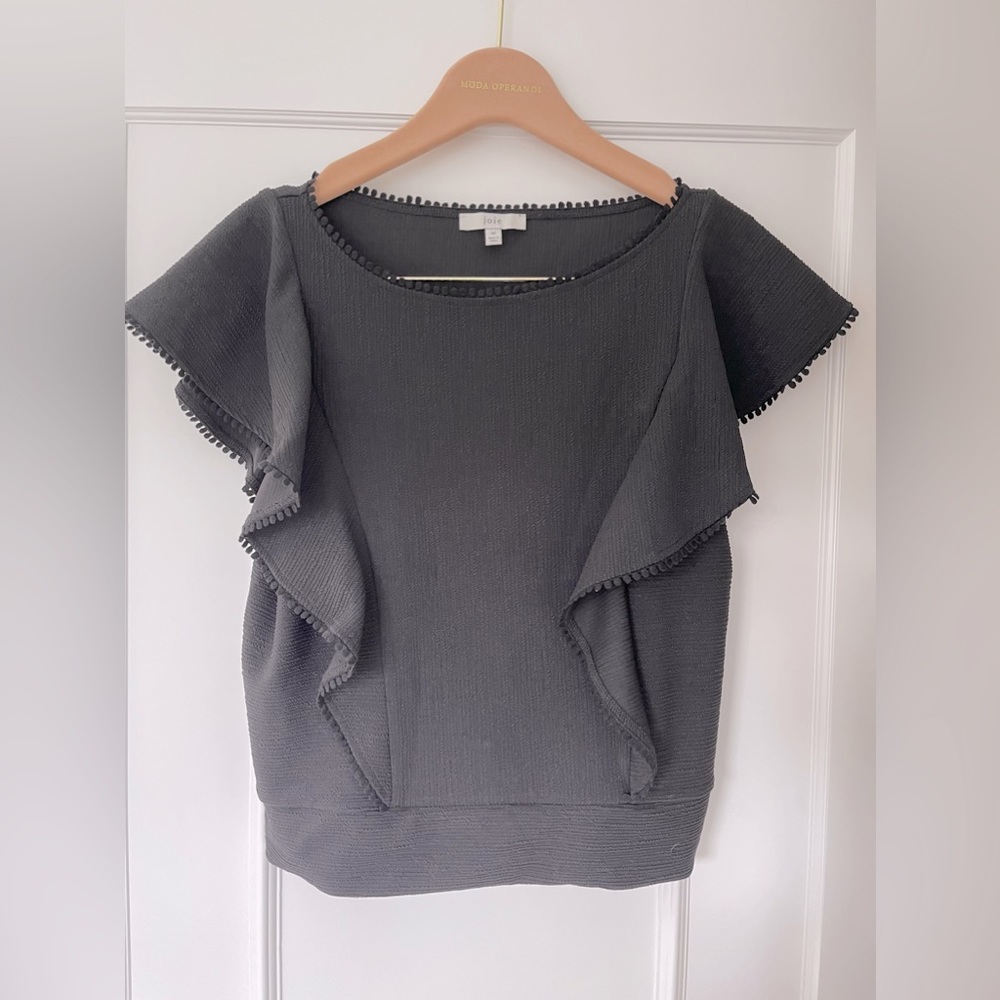 Joie Black Ruffle Top
